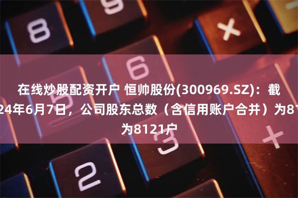 在线炒股配资开户 恒帅股份(300969.SZ)：截止2024年6月7日，公司股东总数（含信用账户合并）为8121户
