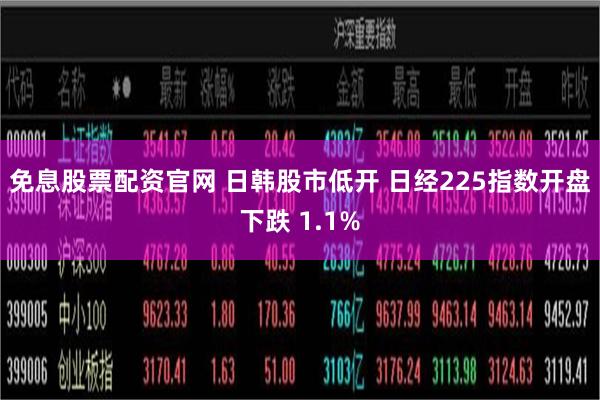 免息股票配资官网 日韩股市低开 日经225指数开盘下跌 1.1%